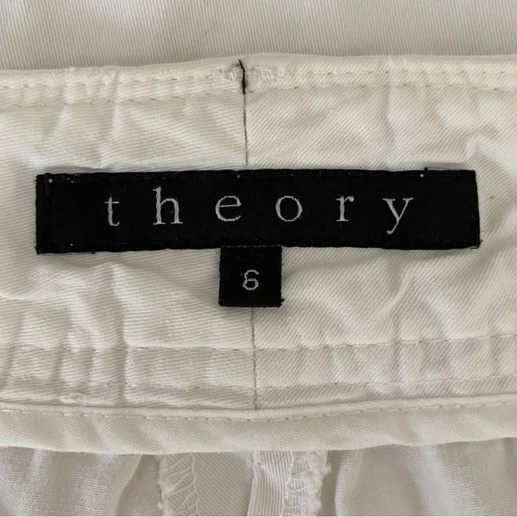 COPY - THEORY Pants Wide Leg Cotton Ivory/White Size 6 - Picture 14 of 16